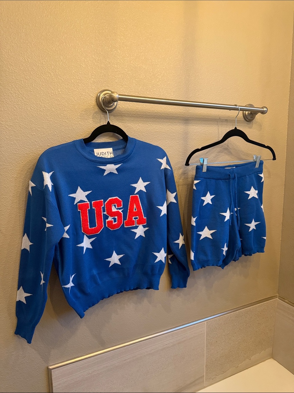 Judith March Blue USA Star Sweater Set